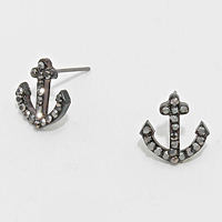 Crystal Pave Anchor Stud Earrings