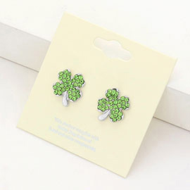 Crystal Pave Clover Stud Earrings