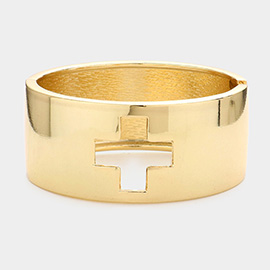 Hinged metal square cross bracelet