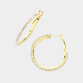 Crystal Rhinestone 1.3 Inch Hoop Earrings