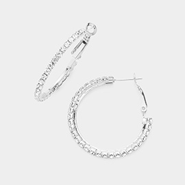 Crystal Rhinestone 1.3 Inch Hoop Earrings