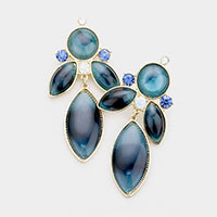 Oval Resin Rhinestone Dangle Earrings