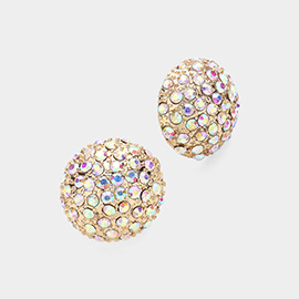 Rhinestone Embellished Dome Stud Earrings