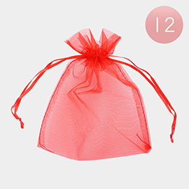 12PCS - 5.5 X 6.5 Ribboned Organza Gift Bags