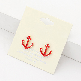 Crystal Pave Anchor Stud Earrings