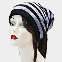 Striped Acrylic Open End Beanie