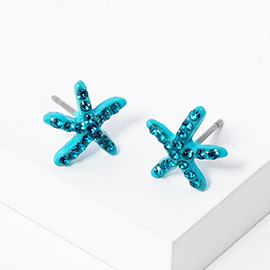 Crystal Paved Starfish Stud Earrings