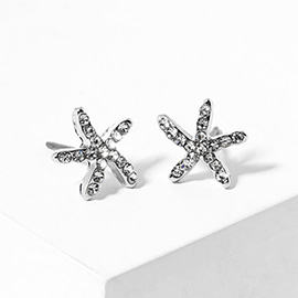 Crystal Paved Starfish Stud Earrings