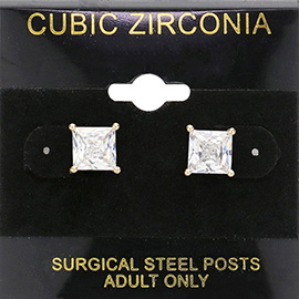 7mm Square CZ stud Earrings