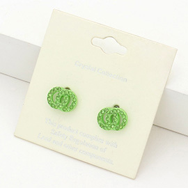 Rhinestone Embellished Double Open Circle Link Stud Earrings