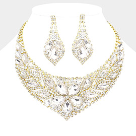 Crystal Rhinestone Flower Evening Necklace