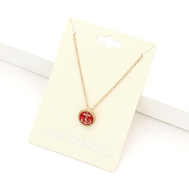 Lacquered Enamel Anchor Pendant Necklace