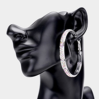 Rhinestone Embellished Metal Hoop Earrings