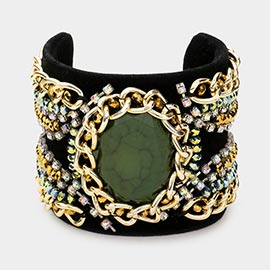 Velvet Chained Cuff Bracelet