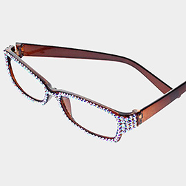 Crystal Pave Rectangular Reading Glasses