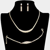 3PCS - Rhinestone Necklace Jewelry Set