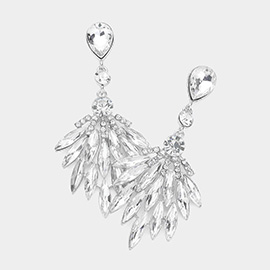 Marquise Stone Cluster Evening Earrings