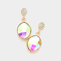 Oval Crystal Rhinestone Drop Earrings