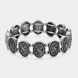 Metal Archaic Oval Stretch Bracelet