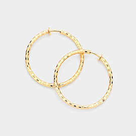 1.75 Inch Metal Hoop Clip On Earrings