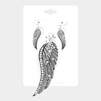 Crystal Accented Angel Wing Magnetic Pendant Set