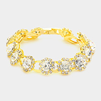 Floral Rhinestone Evening Bracelet