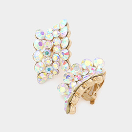 Bubbly Rhinestone Clip On Earrings