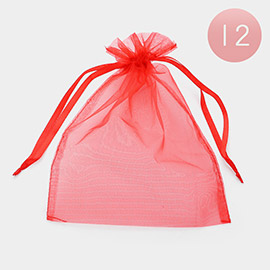 12PCS - 6.75 X 9.5 Ribbon Organza Gift Bags