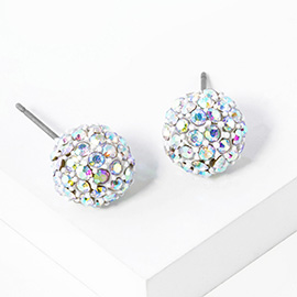 Rhinestone Pave Disco Ball Stud Earrings