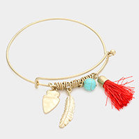 Feather Tassel Charm Bracelet