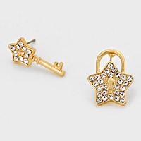 Crystal Star Key Stud Earrings