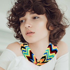 Chevron Pattern Fabric Chiffon Necklace