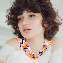 Chevron Pattern Fabric Chiffon Necklace