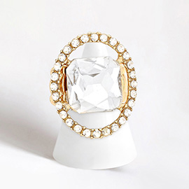 Pave trim glass crystal stretch ring