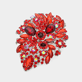 Marquise Stone Accented Flower Pin Brooch