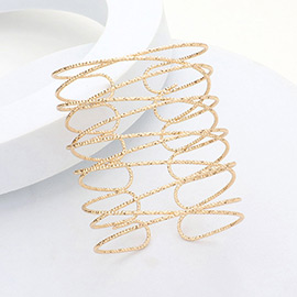 Brass Metal Crossed Cage Cuff Bracelet