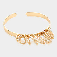 Textured Metal Hoop Cluster Cuff Bracelet