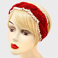 Braided Cable Knit Lace Earmuff Headband