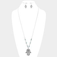 Evil Eye Hamsa Hand Pendant Necklace