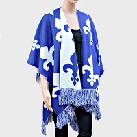 Fleur de Lis Pattern Fringe Shawl