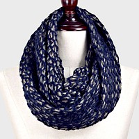 Honeycomb Pattern Crochet Two Tone Yarn Knit Snood Scarf 