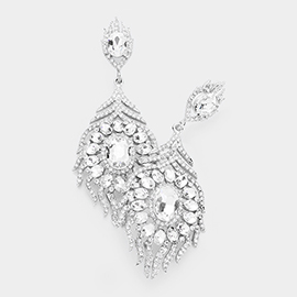 Oval Crystal Rhinestone Flame Evening Earrings