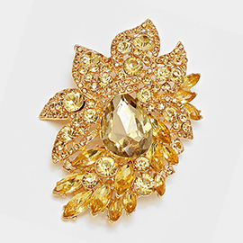 Crystal Rhinestone Petal Brooch / Pendant