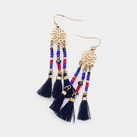 Beaded Tassel Drop Earrings