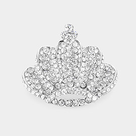 Crown Crystal Rhinestone Pave Pin Brooch