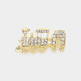 Crystal Pave Train Pin Brooch