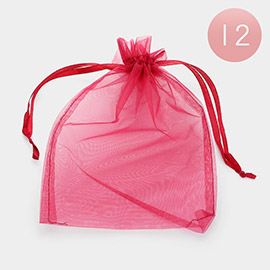 12PCS - 6.75 X 9.5 Ribbon Organza Gift Bags