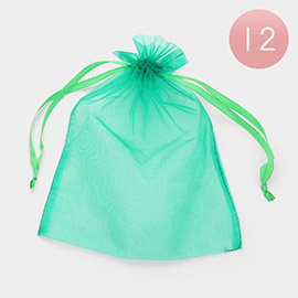 12PCS - 6.75 X 9.5 Ribbon Organza Gift Bags