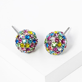 Rhinestone Pave Disco Ball Stud Earrings