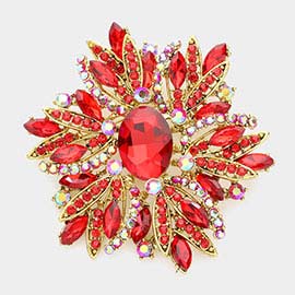 Glass Crystal Flower Brooch / Pendant